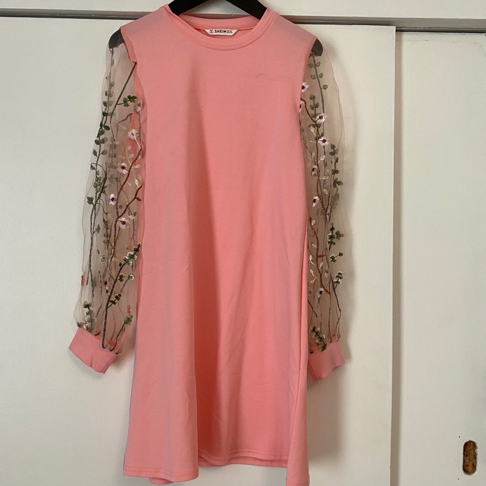 Girl’s Shein Pink Dress with Lace Sleeves